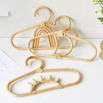 Kids Rattan Hanger Rainbow Moon Shape Garments Hanger Hat Wall Hooks Room Kids Drying Rack Organizer Hook Children s Hangers
