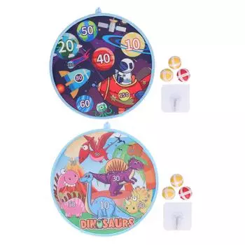 Kids Round Dart Board Game Set with 3 Strong Balls Cartoon Educational Large Dart Board Toys Space Theme