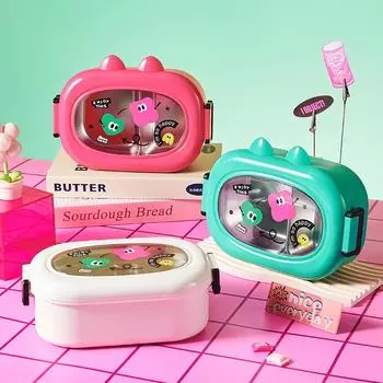 Kids School Lunch Box 304 Stainless Steel Bento Box Cute Shape Food Container Separate Format Reheatable Bento Box белый