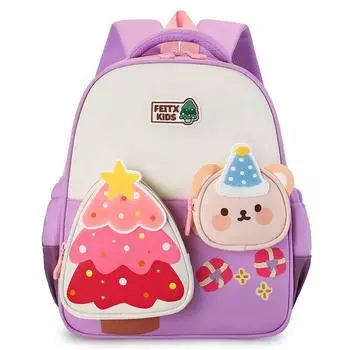 Kids School Nylon Bag With Christmas Tree And Little Bear Decoration Daily For