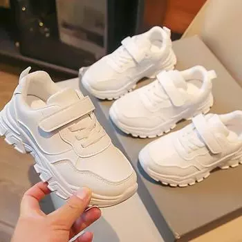 Kids Shoes for Boy Fashion PU Leather Children White School Tennis Sneakers Spring Versatile Girls Causal Running Sports Shoes 26