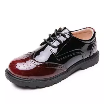 Kids Shoes For Boys Genuine Leather Shoes For Kids Wedding School Show Dress Flats Light Classic Black Children Loafer Moccasins 26(insole 16.7cm)