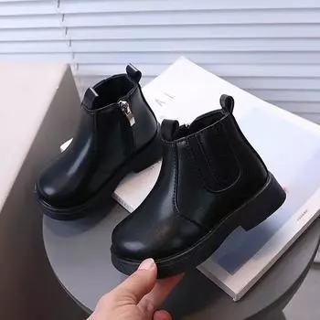 Kids Short Boots Solid Color Versatile Boys Girls Chelsea Boots British Style 2024 Autumn New Children Ankle Boot Wear-Resistant 22 бежевый