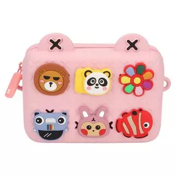 Kids Single Shoulder Camera Bag DIY Cartoon Decors Shock Absorbing Sling Messenger Bag Pink розовый