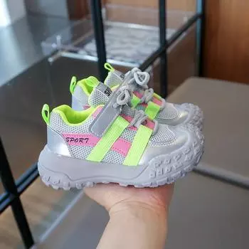 Kids Sneakers 2024 New Baby Walking Shoes Soft Soled Children Sports Shoe Girls Breathable Anti Slip Casual Platform Shoe 21 чёрный
