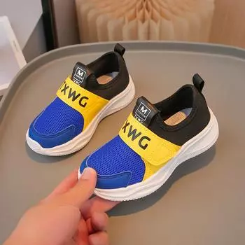 Kids Sneakers Breathable Mesh Children s Shoes Tennis Boys Girls Casual Shoes Knitted Slip on Board Shoes 26 чёрный