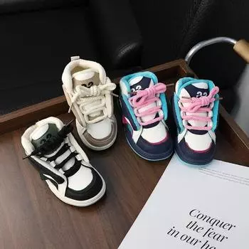 Kids Sneakers for Girls Winter Warm Boys Causal Cotton Shoes Thick Bottom Versatile Children School Running Shoes Non-slip New 26