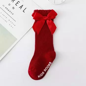 Kids Socks Toddlers Girls Big Bow Knee High Long Soft Cotton Lace Baby Kniekousen Meisje Children Clothing Baby Stuff 0-2 Years (S)