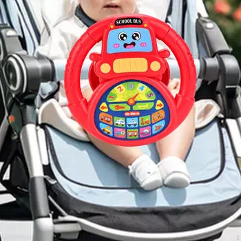 Kids Steering Wheel Toy Early Educational Easy to Install Driving Controller Sensory for Gift красный