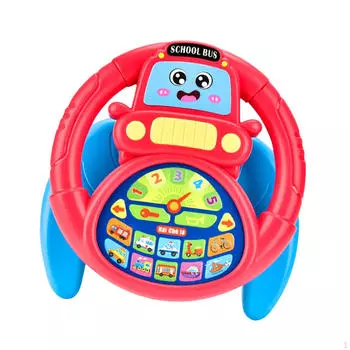 Kids Steering Wheel Toy Sensory Cute with Music Driving Controller Holder Stand for красный