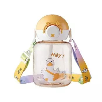 Kids straw cup cute plastic cup cartoon water cup drop and leak proof cup outdoor portable bullet lid water bottle 800ml