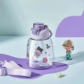 Kids straw cup pot belly cup student cute plastic cup cartoon water cup outdoor sports portable water bottle 700ml