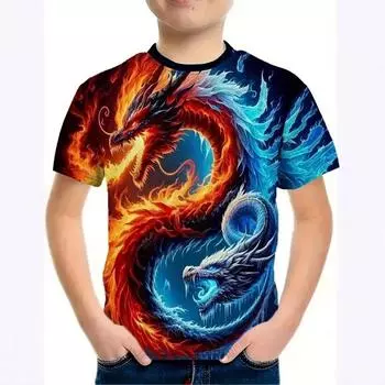 Kids T-shirt 3d Print Boy s Anime 3D Printed Summer Round Neck Short Sleeved T-shirt 110