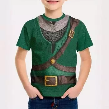 Kids T-shirt 3d Print Summer New Minimalist Fake Two Piece 3D Printed Boys Short Sleeved T-shirt 110