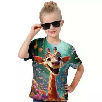 Kids T Shirt Spring Autumn Girls Printed Top Short Sleeve Round Neck Bottom Top T-shirt Personalized Trendy Clothing Shirt 110