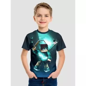 Kids T-Shirts Summer Round Neck 3D Cartoon Pattern Printed Top Fashionable and Casual Short Sleeved Children s Boy T-shirts 110