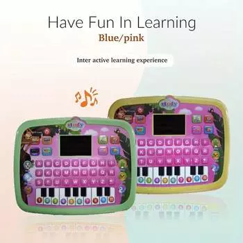 Kids Tablet Toddler Learning Pad With LED Screen Teach Alphabet Numbers Word Music Math Early Development Interactive Electronic Toy For 3 Years+ жёлтый