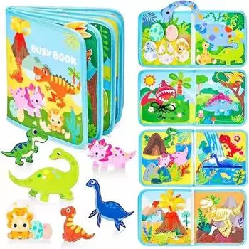Kids Tear-Proof Farm Animal Busy Felt Book Toys Early Education Pop-up Book Enlightenment Baby Cloth Book Dinosaur Age Busy Book