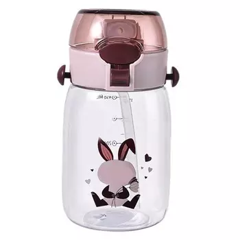 Kids Water Bottle with Straw PC PP Silicone 530ml Spill Proof Cute Cartoon Sports Water Bottle with