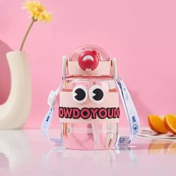 Kids Water Cup, Summer Kindergarten Straw Cup, Student Cartoon Plastic Drinking Cup, Portable Water Bottle 500ml