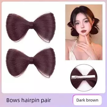 Kids Wig Female Artificial Hair Bows Cable Stitch Small Braid Hair Bag Cute Girl Braided Hair Hair Styling Clip Headdress Bows ball head 1 pair [dark brown]]