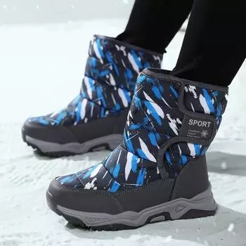 Kids Winter Boots Children s Shoes Outdoor Girls Snow Boot Non-slip Plus Velvet Keep Warm Slip-on Thick Bottom Explosive Style 26