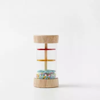 Kids Wooden Rain Cone Hourglass Rattle Percussion Instrument Infant Kids Educational Toys Rainbox-small size