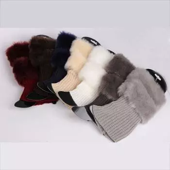 Kidstown, осень-зима, повседневные женские вязаные ботинки с манжетами, меховые вязаные рождественские подарки, теплые гетры, носки, гетры, комплект обуви, 1 пара белый