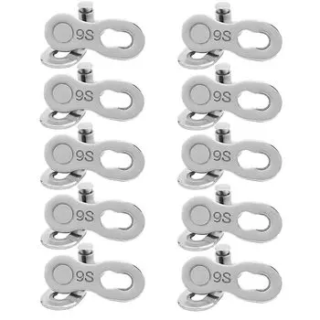 Kigauru 10 пар соединителей для велосипедной цепи, 9-скоростная цепь, сталь, легкое недостающее звено, простая установка, звено велосипедной цепи, аксессуары для велосипедной цепи