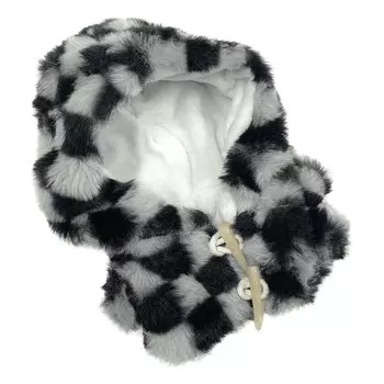 Kigurumi for stuffed animals Check pattern Black Black For 20cm Stuffed clothes Poncho Cover G triger Stuffed life Stuffed 15cm, [item]
