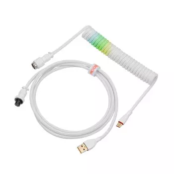 Кабель клавиатуры KiiBoom Ombre спиральный со съемным разъемом Aviator, двухрукавный кабель для механической игровой клавиатуры, 1,8 м, Type-C, USB-A, 4-контактный (синий) синий