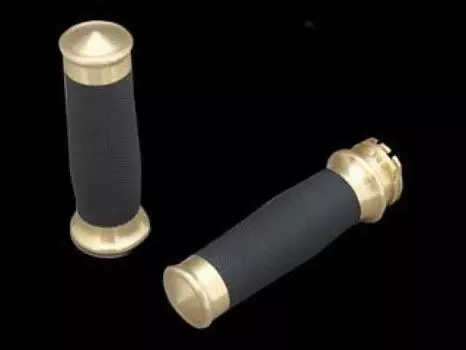 Kijima Bike Parts Grip Metra Billet Aluminum Knurled Rubber 128mm Type Harley Brass 35mm Non-Penetrating HD-04787 латунный