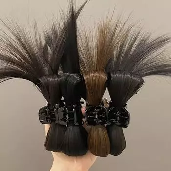 Кик Воланчик Фонтан Высокий Хвост Зажим Женский Объем Задних Волос Заколки Свободный Зажим Парик Зажим Акула Головной Убор Feather shuttlecock wig clip black Brown