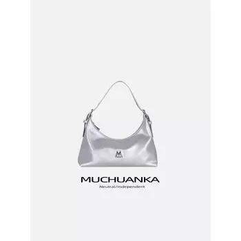 Kikawa Card Оригинальный дизайн Серебряная Ретро Сумка-багет под мышкой из мягкой кожи Легкая сумка кроссбоди Женская сумка 2025 Новое поступление Silver