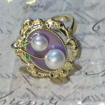Кики Стиль Масляной Живописи Жемчужно-Фиолетовое Кольцо Модный Тренд Темперамент Дизайн Чувство Личности Французское Кольцо Женщина