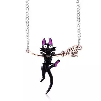 Kikis Service Delivery Naughty Black Cat Broom Necklace For Anime Gift Fans
