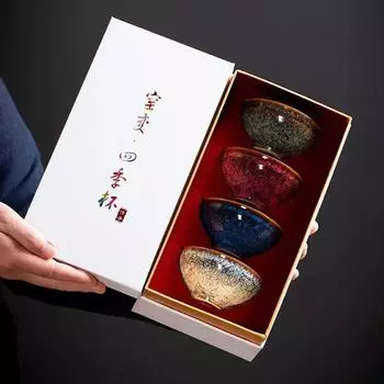 Kiln Change Four Seasons Cup Master Tea Bowl Gift Box Tea Cup Kung Fu Set Home Керамические чашки Чайная утварь Кухня Столовая Бар Дом 110ml