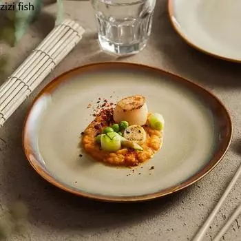 Kiln Changes Irregular Plate Ceramic Tableware Steak Plate Snack Dessert Plate Pasta Plates Artistic Conception Tableware