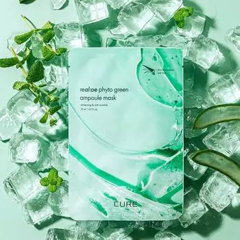 КИМ ДЖОНГ МУН АЛОЭ Re:алоэ Phyto Green Ampoule Mask 30мл*10шт, Увлажнение, Kbeauty, Корейская косметика, образец