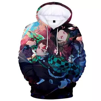 Kimetsu No Yaiba Demon Slayer мужские и женские толстовки с 3D-принтом, повседневные детские толстовки с капюшоном для мальчиков и девочек, пуловер, пальто в стиле аниме 6XL XXXXXXL