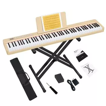 KIMFBAY электронное пианино с 88 клавиатурой электронное пианино 88 Slim включает в себя начинающий MIDI перезаряжаемое пианино музыкальная бежевая подставка, легкая,