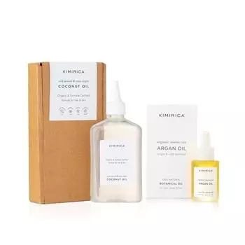 Kimirica Botanical Oil Duo | Кокосовое масло холодного отжима Fairtrade + аргановое масло Чистое марокканское аргановое масло для здоровых волос