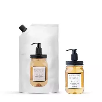 Kimirica Foaming Bouquet — дозатор для мытья рук + сменный блок, 100% веганский продукт, упаковка из 2 штук, густая пена | Мягко действует на руки(Франжипани и роза, 1л + 500мл)