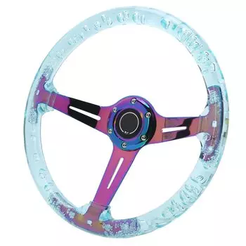 KIMISS Car Handle Logo Horn Button Accessories Modification for ATV Kart UTV Clear Racing Acrylic Handle New Sport Steering Control 14