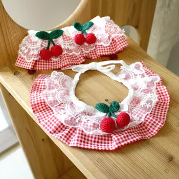 [KIMnyang_deng] Кружевная накидка с вишневыми точками для щенков и кошек S