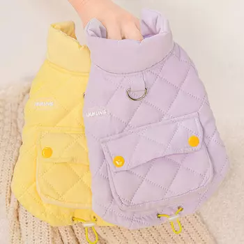 [KIMnyang_deng] Легкий жилет с мягкой подкладкой из макаронЗимняя одежда для щенков кошек (XS-2XL) Yellow XS