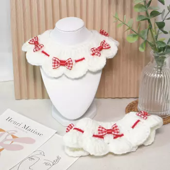 [KIMnyang_deng] Мини-вязаная накидка с красной лентой в виде кота и щенка XS