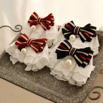 [KIMnyang_deng] Полосатая лента, двухслойная кружевная накидка для щенка и кошки Navy S