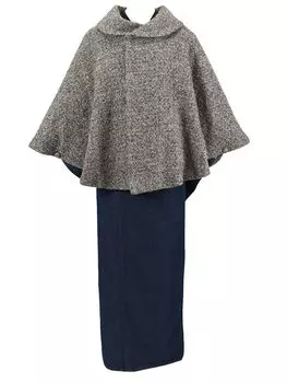 Kimono Cloak Coat Made in Japan Loop MIX Round Collar Cape Japanese Clothing Western Clothing Poncho Outerwear Fur F Gray [Nagomiya] Women s серый