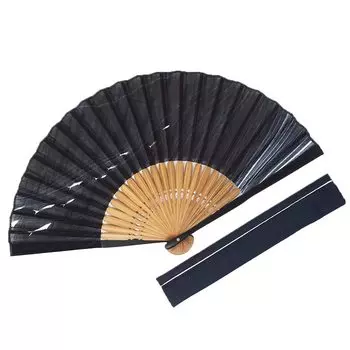 Kimono Cloth Fan Fan Bag Set Dyed Bone Ren Fish 22cm [Stylish Iroha] Men s (Navy Blue) тёмно-синий